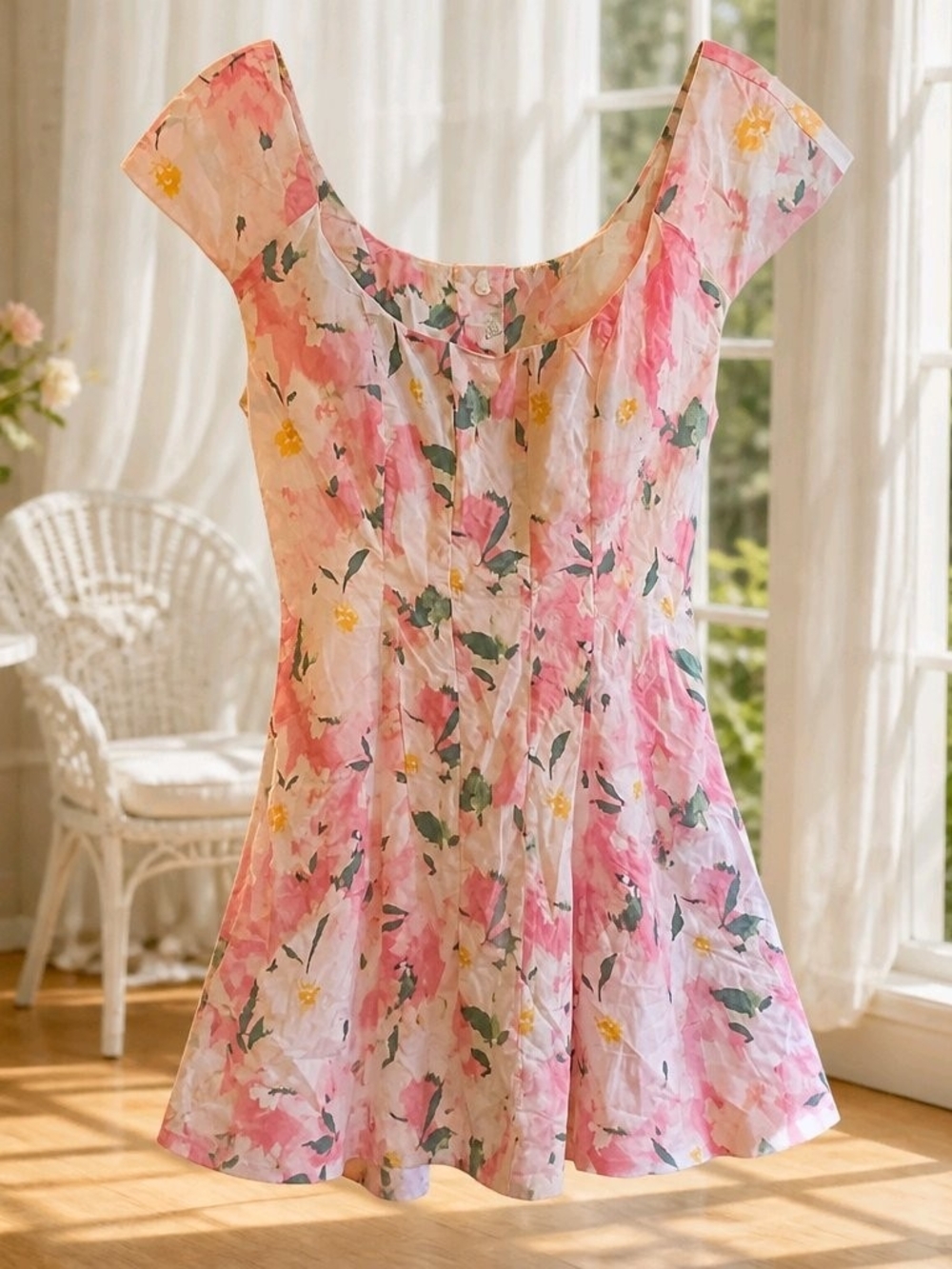 a new day Pink Floral Scoop Mini Dress